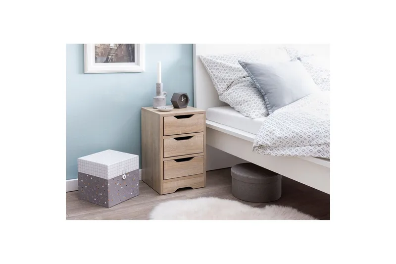 Sängbord Wohnling med 3 lådor i en enkel, modern design för boxspring-säng Sonoma - Sonoma - Möbler - Bord & matgrupp - Avlastningsbord & sidobord - Sängbord & nattduksbord