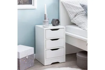 Sängbord Wohnling med 3 lådor i en enkel, modern design för boxspring-säng Vit - Vit - Möbler - Bord & matgrupp - Avlastningsbord & sidobord - Sängbord & nattduksbord