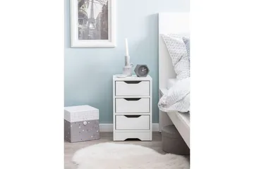 Sängbord Wohnling med 3 lådor i en enkel, modern design för boxspring-säng Vit - Vit - Möbler - Bord & matgrupp - Avlastningsbord & sidobord - Sängbord & nattduksbord