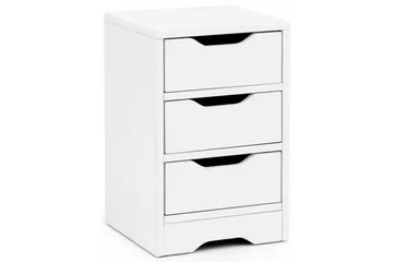 Sängbord Wohnling med 3 lådor i en enkel, modern design för boxspring-säng Vit - Vit - Möbler - Bord & matgrupp - Avlastningsbord & sidobord - Sängbord & nattduksbord