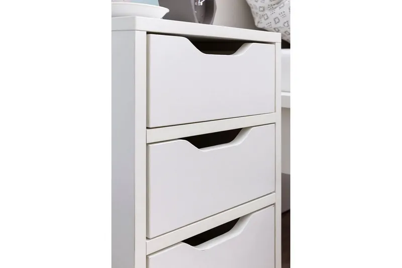 Sängbord Wohnling med 3 lådor i en enkel, modern design för boxspring-säng Vit - Vit - Möbler - Bord & matgrupp - Avlastningsbord & sidobord - Sängbord & nattduksbord