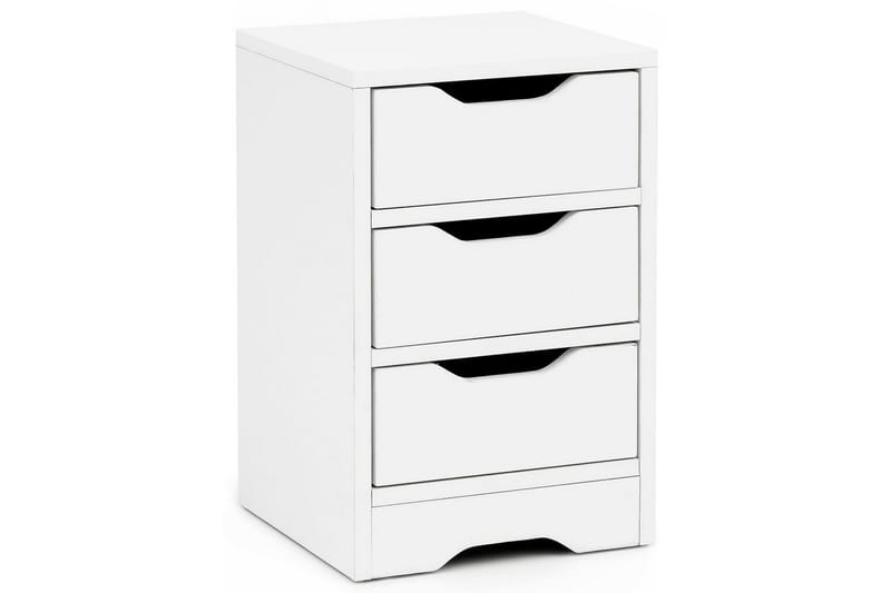 Sängbord Wohnling med 3 lådor i en enkel, modern design för boxspring-säng Vit - Vit - Möbler - Bord & matgrupp - Avlastningsbord & sidobord - Sängbord & nattduksbord