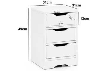 Sängbord Wohnling med 3 lådor i en enkel, modern design för boxspring-säng Vit - Vit - Möbler - Bord & matgrupp - Avlastningsbord & sidobord - Sängbord & nattduksbord