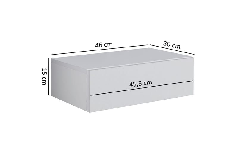 Sängbord Wohnling med låda för väggmontering, svävande utseende Vit - Vit - Möbler - Bord & matgrupp - Avlastningsbord & sidobord - Sängbord & nattduksbord