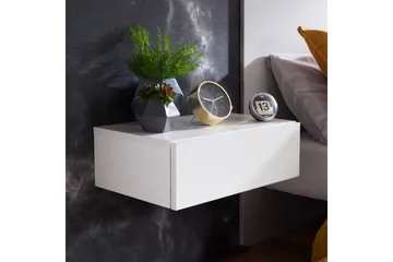 Sängbord Wohnling med låda för väggmontering, svävande utseende Vit - Vit - Möbler - Bord & matgrupp - Avlastningsbord & sidobord - Sängbord & nattduksbord