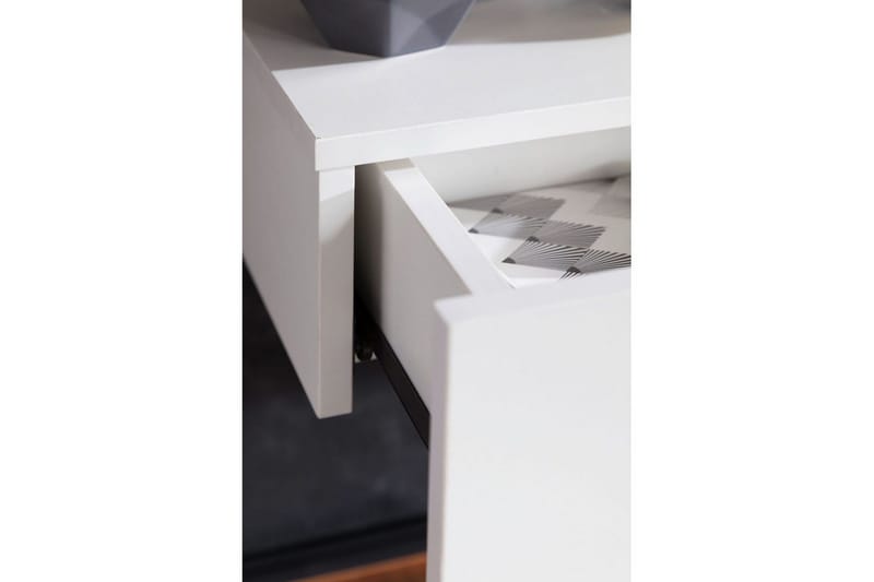 Sängbord Wohnling med låda för väggmontering, svävande utseende Vit - Vit - Möbler - Bord & matgrupp - Avlastningsbord & sidobord - Sängbord & nattduksbord