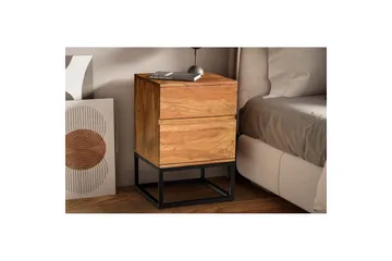 Sängbord Wohnling Modern look med 2 lådor tillverkade av massivt sheeshamträ i en industriell look - Möbler - Bord & matgrupp - Avlastningsbord & sidobord - Sängbord & nattduksbord