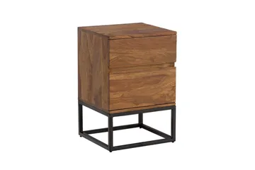 Sängbord Wohnling Modern look med 2 lådor tillverkade av massivt sheeshamträ i en industriell look - Möbler - Bord & matgrupp - Avlastningsbord & sidobord - Sängbord & nattduksbord