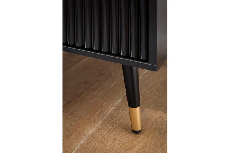 Sängbord Wohnling Modern look med 2 lådor tillverkade av spånskiva med ek-effekt glansiga höjdpunkter - Möbler - Bord & matgrupp - Avlastningsbord & sidobord - Sängbord & nattduksbord