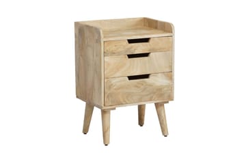 Sängbord Wohnling Modern look med 3 lådor tillverkade av massivt mangoträ en förvaringshylla - Möbler - Bord & matgrupp - Avlastningsbord & sidobord - Sängbord & nattduksbord