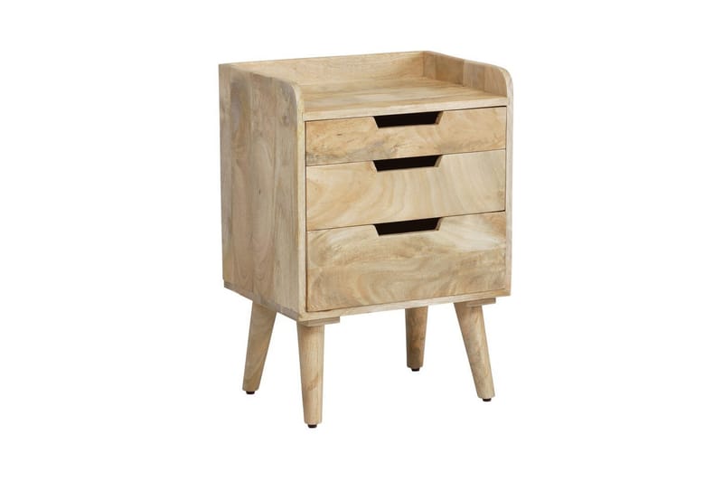 Sängbord Wohnling Modern look med 3 lådor tillverkade av massivt mangoträ en förvaringshylla - Möbler - Bord & matgrupp - Avlastningsbord & sidobord - Sängbord & nattduksbord