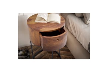 Sängbord Wohnling rund, massivt trä med 1 låda i modern stil mörkbrun - mörkbrun - Möbler - Bord & matgrupp - Avlastningsbord & sidobord - Sängbord & nattduksbord