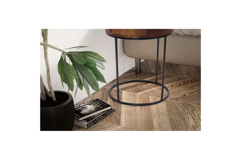 Sängbord Wohnling rund, massivt trä med 1 låda i modern stil mörkbrun - mörkbrun - Möbler - Bord & matgrupp - Avlastningsbord & sidobord - Sängbord & nattduksbord