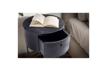 Sängbord Wohnling rund, massivt trä med 1 låda i modern stil Svart - Svart - Möbler - Bord & matgrupp - Avlastningsbord & sidobord - Sängbord & nattduksbord