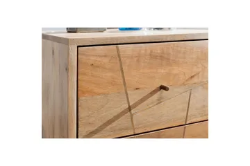 Sängbord Wohnling SIKAR massivt mangoträ för boxfjädersäng metallinlägg 2 lådor - Möbler - Bord & matgrupp - Avlastningsbord & sidobord - Sängbord & nattduksbord
