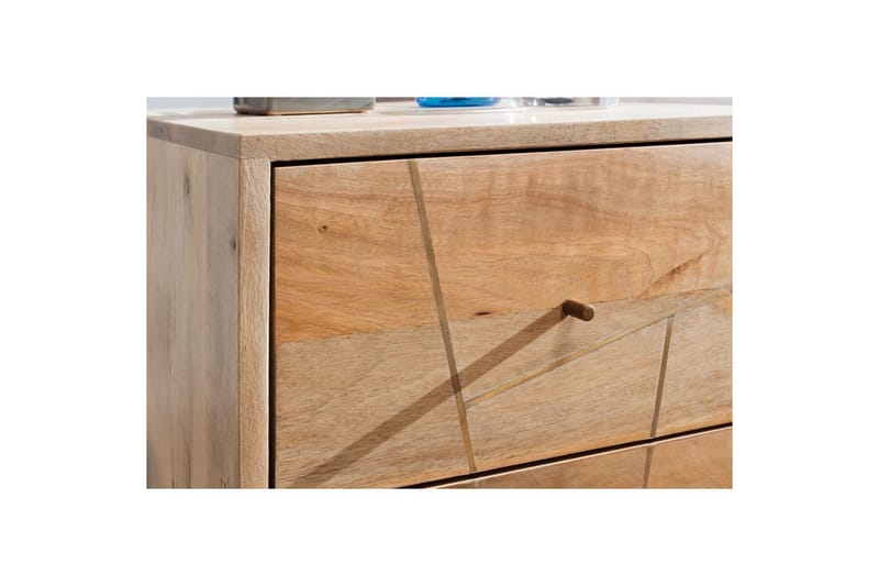 Sängbord Wohnling SIKAR massivt mangoträ för boxfjädersäng metallinlägg 2 lådor - Möbler - Bord & matgrupp - Avlastningsbord & sidobord - Sängbord & nattduksbord