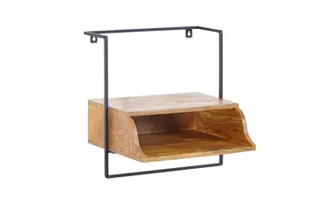 Sängbord Wohnling Väggmonterad konsol av massivt mangoträ med hylla, industriell - Möbler - Bord & matgrupp - Avlastningsbord & sidobord - Sängbord & nattduksbord