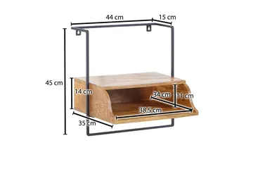 Sängbord Wohnling Väggmonterad konsol av massivt mangoträ med hylla, industriell - Möbler - Bord & matgrupp - Avlastningsbord & sidobord - Sängbord & nattduksbord