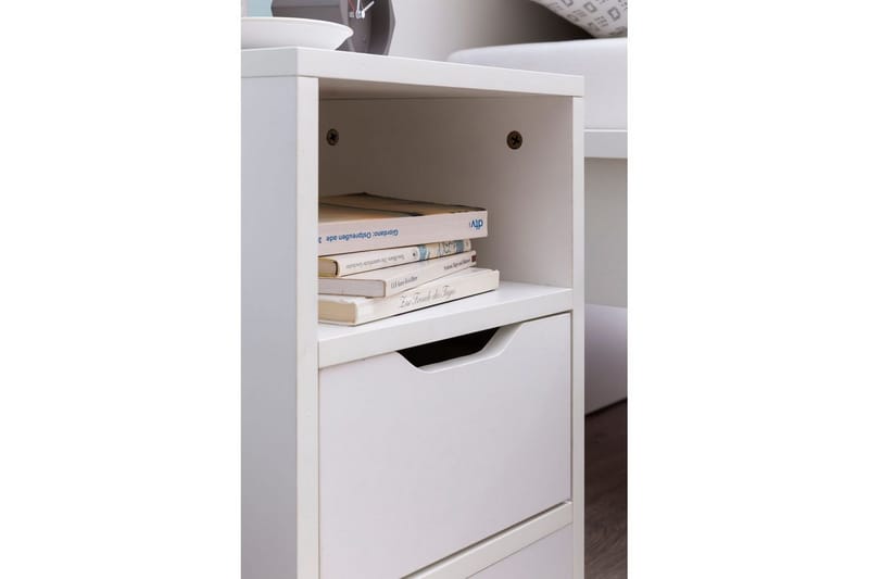 Sängbord Wohnling Vit med 1 låda Enkel modern design och hylla - Möbler - Bord & matgrupp - Avlastningsbord & sidobord - Sängbord & nattduksbord