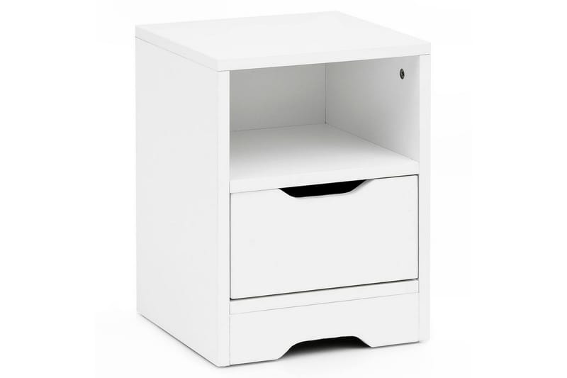 Sängbord Wohnling Vit med 1 låda Enkel modern design och hylla - Möbler - Bord & matgrupp - Avlastningsbord & sidobord - Sängbord & nattduksbord