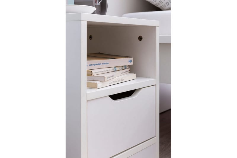 Sängbord Wohnling Vit med 1 låda Enkel modern design och hylla - Möbler - Bord & matgrupp - Avlastningsbord & sidobord - Sängbord & nattduksbord