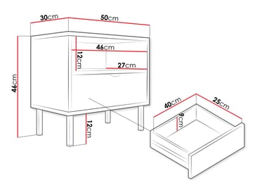 Salmor Sängbord 50 cm - Vit - Möbler - Bord & matgrupp - Avlastningsbord & sidobord - Sängbord & nattduksbord