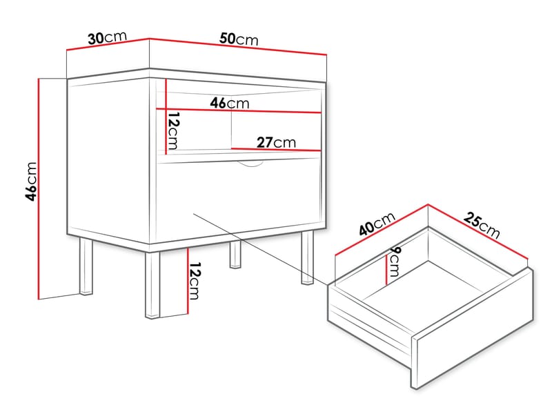 Salmor Sängbord 50 cm - Vit - Möbler - Bord & matgrupp - Avlastningsbord & sidobord - Sängbord & nattduksbord