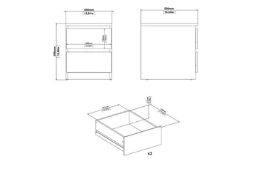 Salomns Rektangulärt Sängbord 40,4 cm i Målat Trä med Lådor - Kolgrå - Möbler - Bord & matgrupp - Avlastningsbord & sidobord - Sängbord & nattduksbord