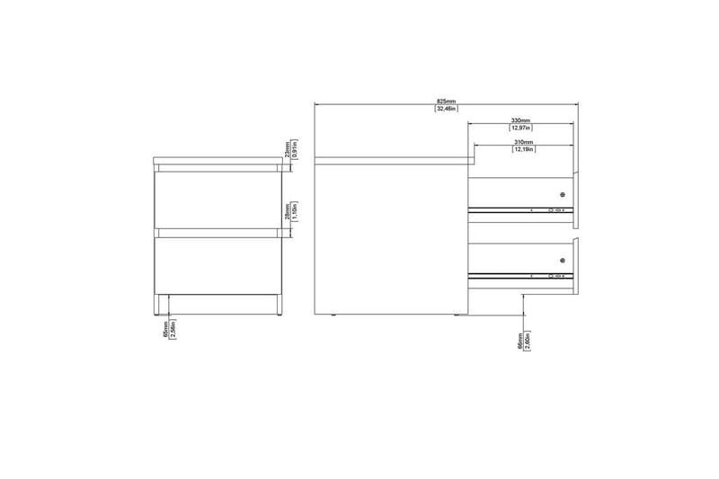 Salomns Rektangulärt Sängbord 40,4 cm i Målat Trä med Lådor - Kolgrå - Möbler - Bord & matgrupp - Avlastningsbord & sidobord - Sängbord & nattduksbord