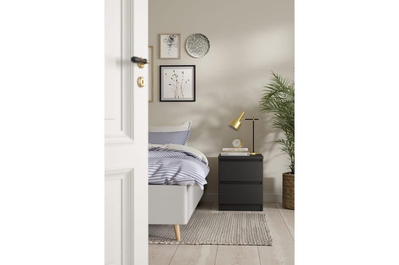 Salomns Rektangulärt Sängbord 40,4 cm i Målat Trä med Lådor - Kolgrå - Möbler - Bord & matgrupp - Avlastningsbord & sidobord - Sängbord & nattduksbord