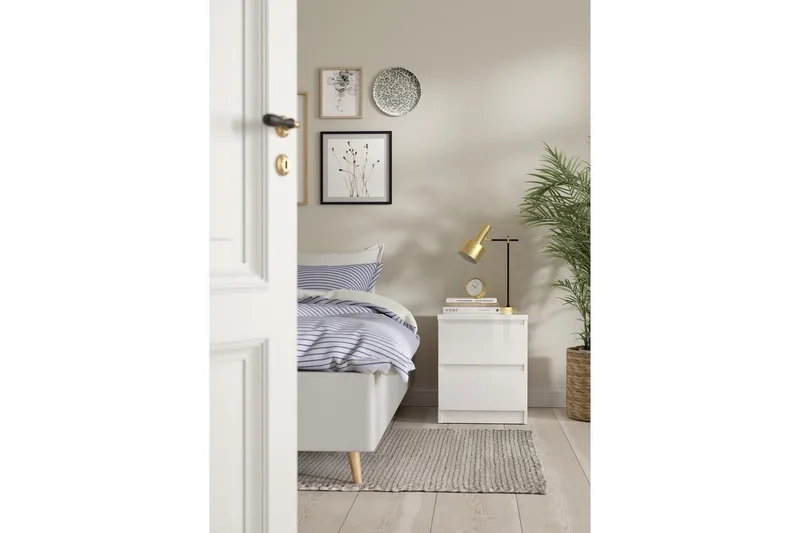 Salomns Rektangulärt Sängbord 40,4 cm i Målat Trä med Lådor - Vit - Möbler - Bord & matgrupp - Avlastningsbord & sidobord - Sängbord & nattduksbord