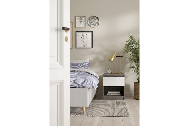 Salomns Sängbord 40 cm - Vit/Mörkgrå - Möbler - Bord & matgrupp - Avlastningsbord & sidobord - Sängbord & nattduksbord
