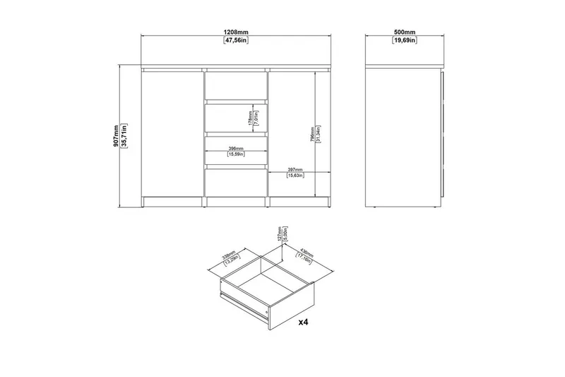 Salomns Skänk 120,8 cm - Svart - Förvaring - Förvaringsmöbler - Sideboard & skänk