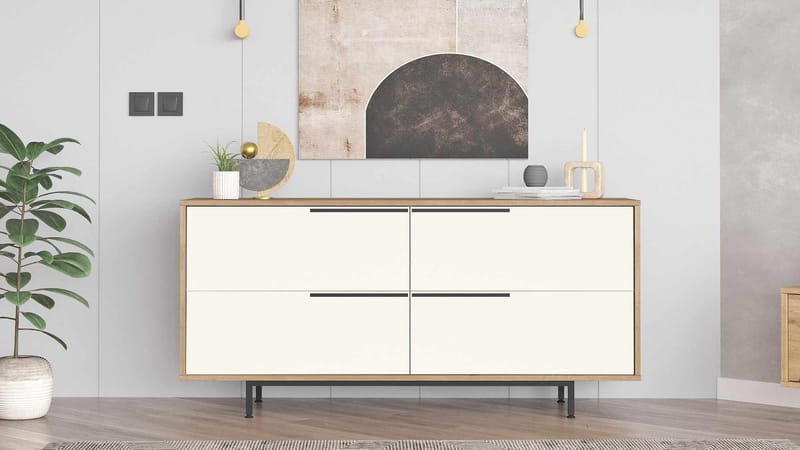 Sarnor Konsolbord 160x74,3x44,5 cm - Naturlig och vit - Möbler - Bord & matgrupp - Avlastningsbord & sidobord - Konsolbord & hallbord