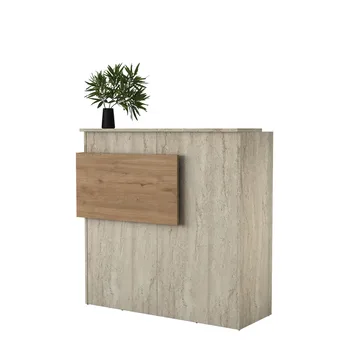 Sarnor Receptionbord 110x110x40 cm - Travertin och valnöt - Möbler - Bord & matgrupp - Avlastningsbord & sidobord - Konsolbord & hallbord