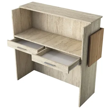Sarnor Receptionbord 110x110x40 cm - Travertin och valnöt - Möbler - Bord & matgrupp - Avlastningsbord & sidobord - Konsolbord & hallbord