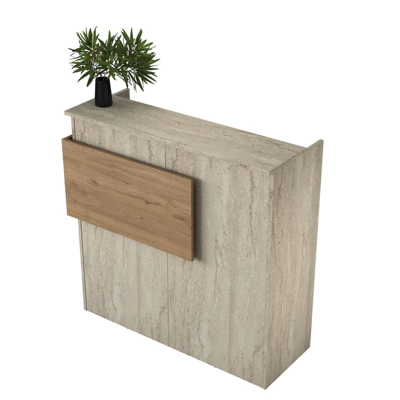 Sarnor Receptionbord 110x110x40 cm - Travertin och valnöt - Möbler - Bord & matgrupp - Avlastningsbord & sidobord - Konsolbord & hallbord