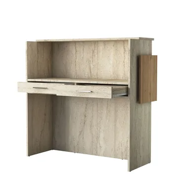 Sarnor Receptionbord 110x110x40 cm - Travertin och valnöt - Möbler - Bord & matgrupp - Avlastningsbord & sidobord - Konsolbord & hallbord