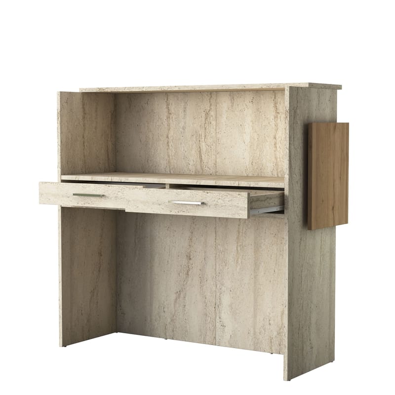 Sarnor Receptionbord 110x110x40 cm - Travertin och valnöt - Möbler - Bord & matgrupp - Avlastningsbord & sidobord - Konsolbord & hallbord