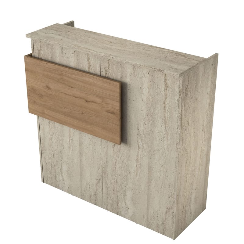 Sarnor Receptionbord 110x110x40 cm - Travertin och valnöt - Möbler - Bord & matgrupp - Avlastningsbord & sidobord - Konsolbord & hallbord