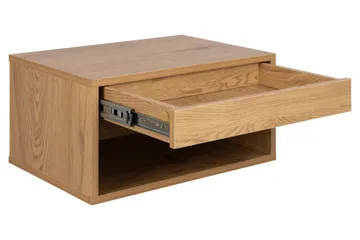 Satoru Vägghängt Sängbord 35 cm med Låda i Trä med Ekutseende - Brun - Möbler - Bord & matgrupp - Avlastningsbord & sidobord - Sängbord & nattduksbord
