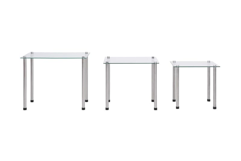 Satsbord 3 st genomskinlig härdat glas - Brickbord & småbord - Lampbord & sidobord