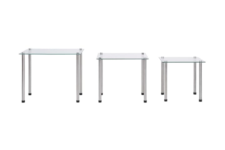 Satsbord 3 st genomskinlig härdat glas - Brickbord & småbord - Lampbord & sidobord