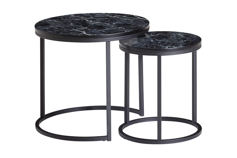 Satsbord Clanton 50 cm Runt - Svart/Grå - Satsbord - Soffbord - Marmorbord