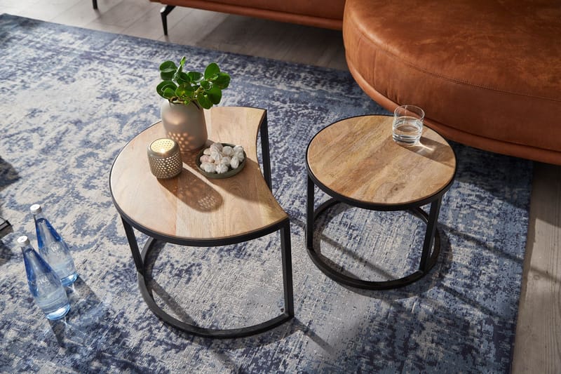 Satsbord Clanton 60 cm Runt - Brun/Svart - Satsbord - Soffbord