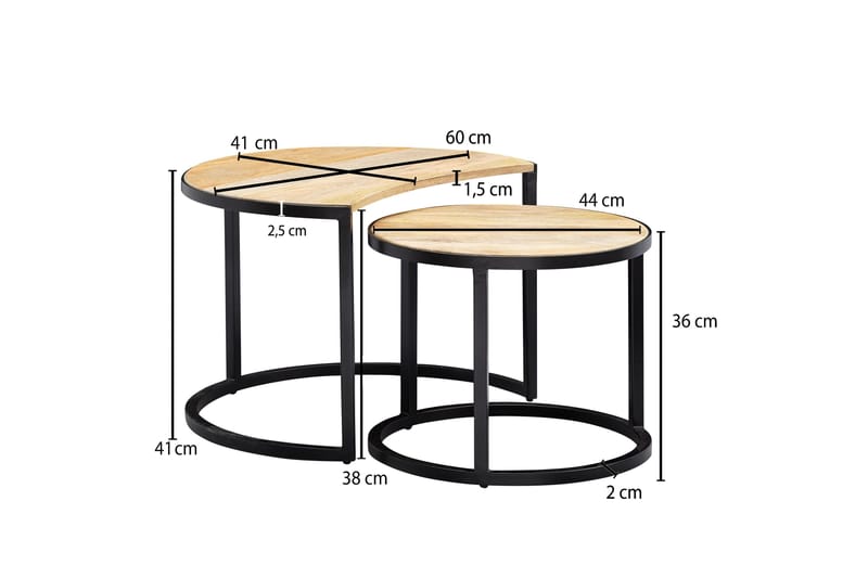 Satsbord Clanton 60 cm Runt - Brun/Svart - Satsbord - Soffbord