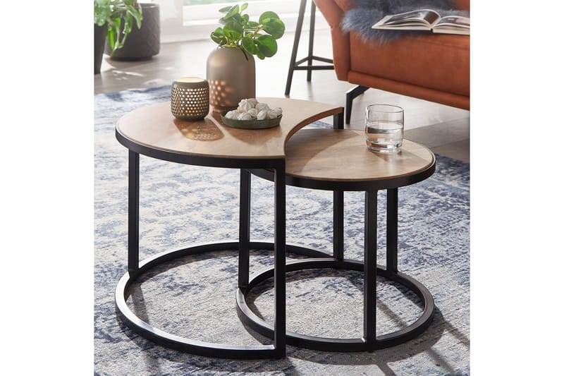 Satsbord Clanton 60 cm Runt - Brun/Svart - Satsbord - Soffbord