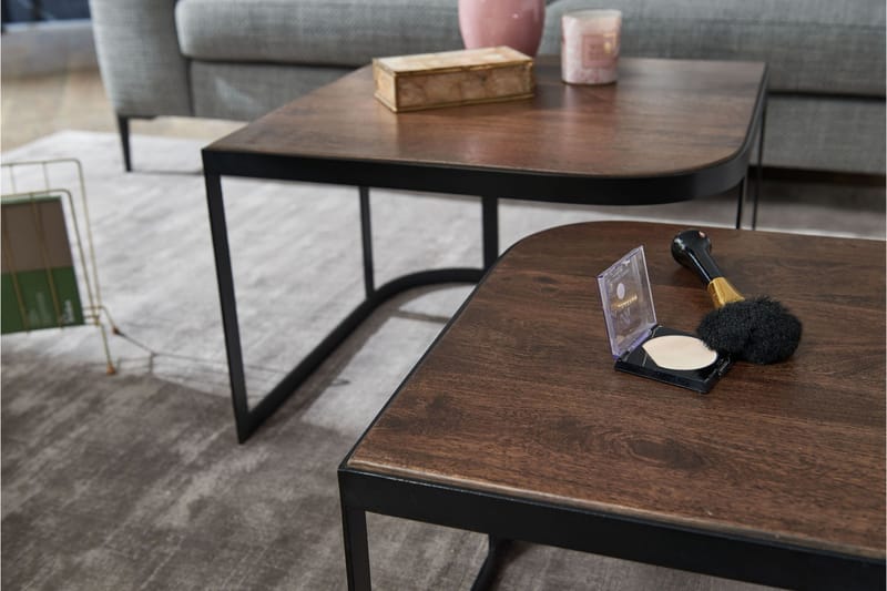 Satsbord Clanton 60 cm - Teak/Svart - Satsbord - Soffbord