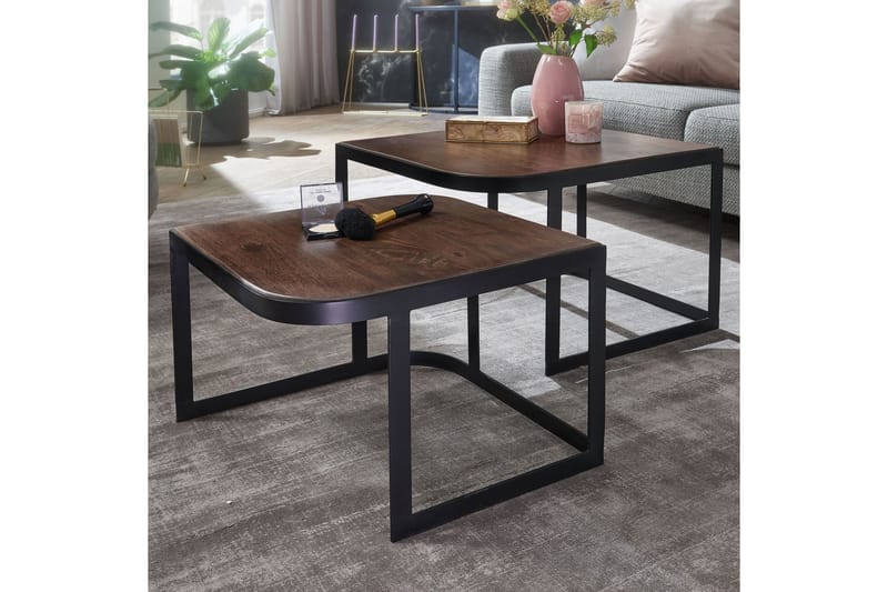 Satsbord Clanton 60 cm - Teak/Svart - Satsbord - Soffbord