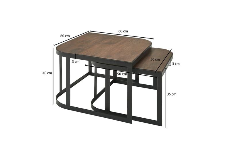 Satsbord Clanton 60 cm - Teak/Svart - Satsbord - Soffbord